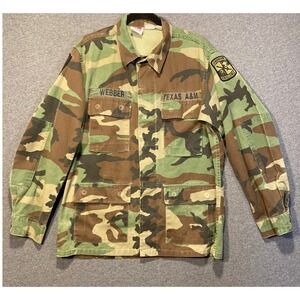 Propper Woodland Camo BDU Jacket Texas A&M ROTC Webber Medium Regular Patches